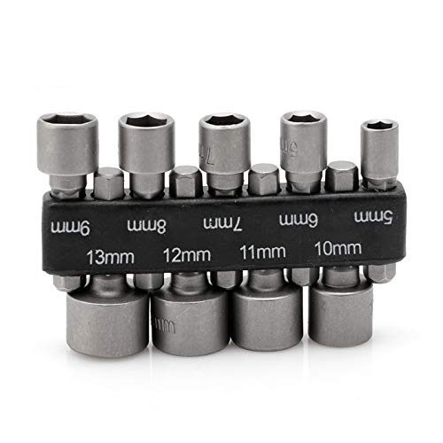 Wrench - 9pcs 5-13mm Power Nut Driver Drill Bit 1/4" Hex Shank Metric Socket Wrench Screw