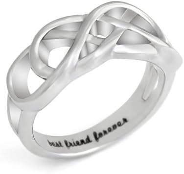 Promise Ring for BFF, Friends Double Infinity Ring Double Infinity Symbol Ring, Best Friend Rings, bff ring "Best Friend Forever" Engraved Ring for Friend Ring Size 6 to 9