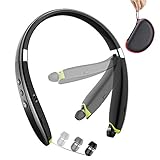 [2018 Newest]Foldable Bluetooth Headset,Wireless Bluetooth Headphones with Retractable Earbuds,Bluetooth Sweat proof Sport Headphones with Carry Case Built in Mic