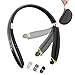 Foldable Bluetooth Headset,Wireless Bluetooth Headphones with Retractable Earbuds,Bluetooth Sweat proof Sport Headphones with Carry Case Built in Mic