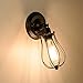 Wire Cage Wall Sconce Angle-Adjustable Socket Industrial Wall Light Vintage Style Wire Metal Cage Sconce Indoor Wall Light Fixtures(Black)