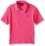 U.S. Polo Assn. Little Boys' Classic Short Sleeve Solid Pique Shirt, Fuchsia, 5/6