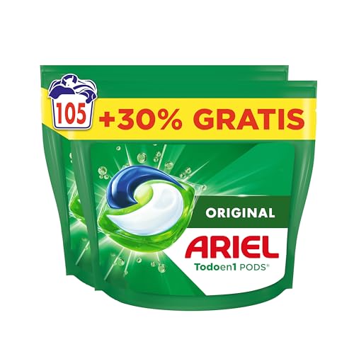 Todo En 1 PODS, Detergente Líquido Para Lavadora 105 Capsulas/Pastillas, Original, 5 Acciones Para Una Limpieza Increíble, El embalaje puede variar