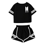 CHAIRAY BTS Love Yourself Shorts and Tee Set Jimin Jungkook V T-Shirt Suit M Black