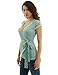 PattyBoutik Women Floral Lace Wrap Blouse (Turquoise Small)