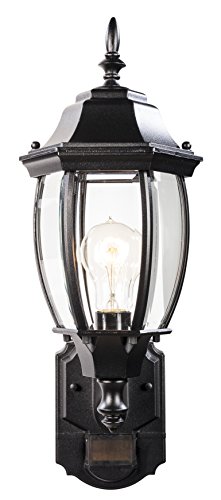 Heath Zenith HZ-4192-BK Six-Sided Die-Cast Aluminum Lantern, Black with Beveled Glass