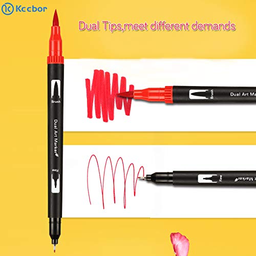 Keebor-Dual-Tip-Art-Brush-Pens-24-Pack-Brush-Tips-and-Fine-Point-Pens-Colored-Set-Good-for-Journal-Calligraphy-Planner-Coloring-Book