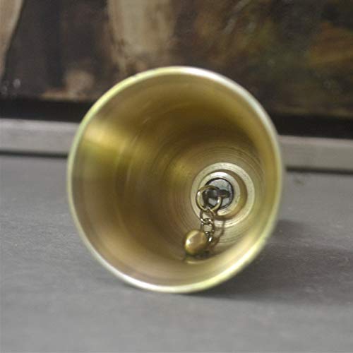 Hand Bell, Classic Metal Loud Call Bell Traditional School Library Alarm Hand Bell for Reception Dinner, Last Order, Hotel Service, Meditation Prayer, Pet Feeding and Home Decoration (Gold)