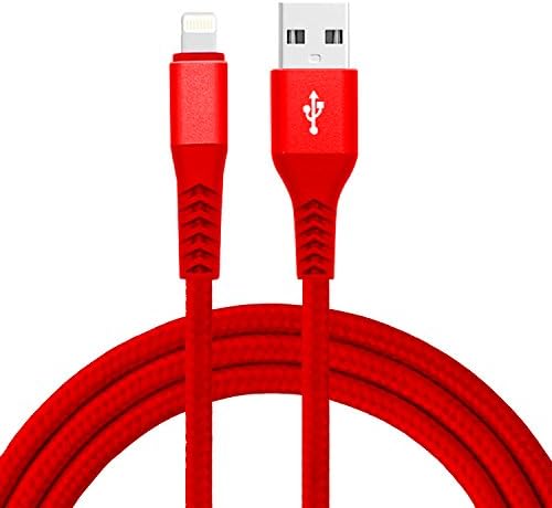 Apple MFI Certified 4.9ft Ultra-High Lifespan Nylon 200D Kevlar Fiber Braided USB Data Cable with TPE Lightning Connector for iPhone 8/8 Plus/7/7 Plus/6S Plus/6/5S, iPad Pro/Air 2/Mini (Red)