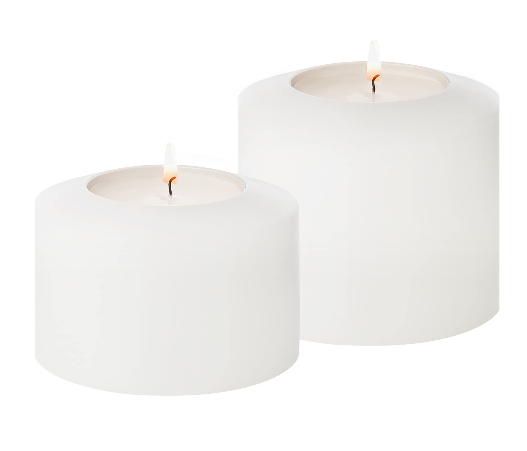 Edzard Cornelius Pine CANDLE_HOLDER, set of 2 (White, 5x7cm and 7x7cm), UV and heat resistant, reusable, for standard tea lights and transparent higher tea lights, dishwasher safe