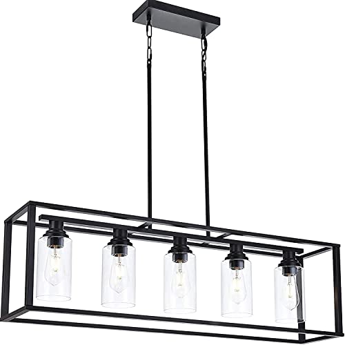 Luburs 5Light Dining Room Light Fixture 41" Black Kitchen Island