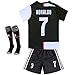 7 Ronaldo Jersey - Juventus Home Soccer Jersey for Kids/Youth with Socks & Shorts 19-20 Season Black/White