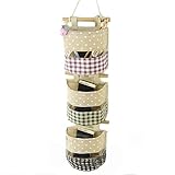Sex Rabbit Hanging Closet Storage Organizer Linen Fabric Wall Door and Over Door Storage Bag 3 Pockets