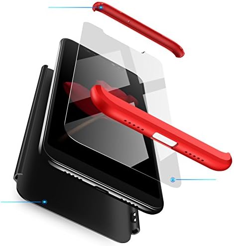 Compatible LeTV Le2 Phone Case 3 in 1 Slim PC Case 360 degrees TPU Matte Cover Full-Body Rugged Anti-Scratch Protective Shock Absorbing Bumper+Screen Protector-BLACK RED