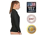 Rash Guard Women Long Sleeve - Womens Swim Shirt - MADE IN USA - ON SALE TODAY - Goddess Rash Guards Are The Ultimate Athletic Compression Shirt. Perfect for Workouts, Crossfit, Swimming, Surfing, Biking and Even Running. Some Goddess's Use Them As Swimsuit or Bathing Suit Coverups. Great For Sun Protection at the Beach, Lake or Wherever You Decide to Be Working out or Relaxing in the Sun. Size's available include XS, Small, Medium, Large, XL. (Black, X-large)