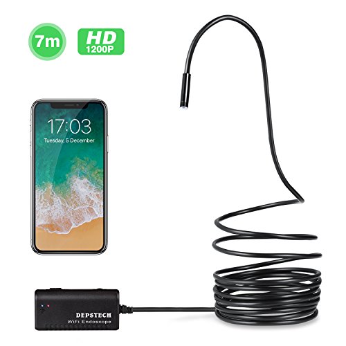 Wireless-Endoscope-Depstech-Semi-rigid-WiFi-Borescope-Inspection-Camera-20-Megapixels-HD-Snake-Camera-for-Android-and-IOS-Smartphone-iPhone-Samsung-Tablet-Black23FT