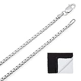 2mm .925 Sterling Silver Squared Venetian Box Link Choker Chain Necklace, 18