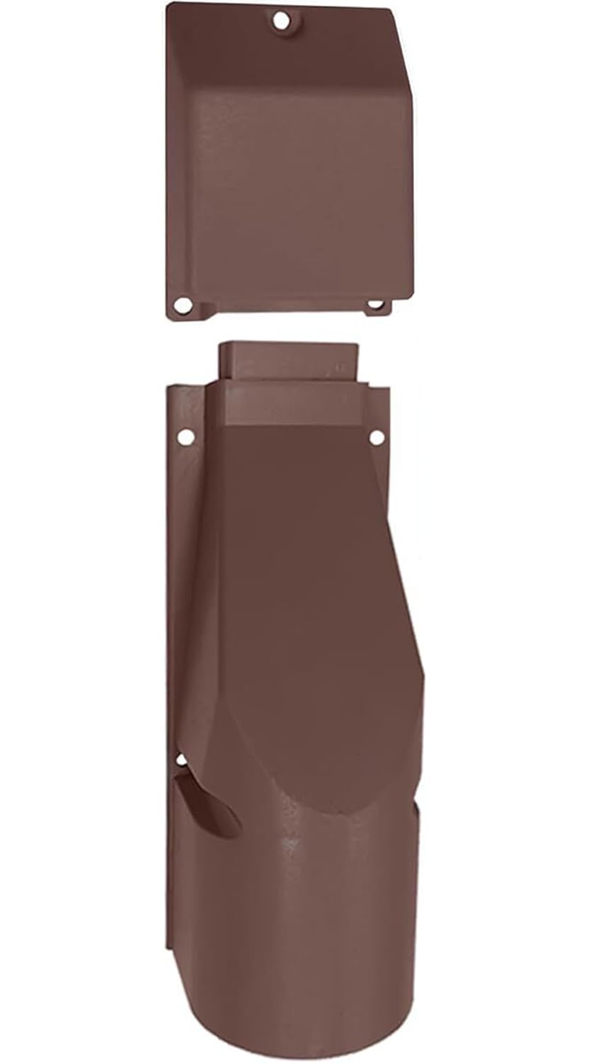 1STec Brown BT Openreach 101A + Connector Bend No. 4 outdoor cable cover capping protects the wall entry point & gives the underground telephone broadband drop wire main feed protection from damage