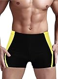 Scodi Mens Solid Splice Square Leg Jammer Swimsuit Swimwear