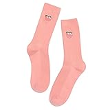 Floralby Women Girl Cartoon Fruit Embroidery Socks Warm Soft Elastic High Knitting Socks (Pink)