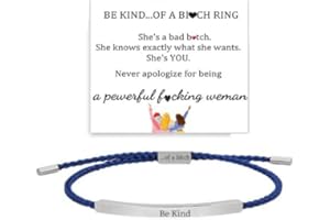 KHKINDPRO Be Kind of a Bitch Bracelet, Stainless Steel Best Bitches Motivational Tube Bracelet Adjustable Hand Braided Wrap Bracelet for Women Jewelry Gifts Inspirational Gifts for