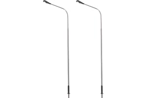 MECCANIXITY Model Railway LED Lamppost Lamps White Post Lights 1/75 Scale 15cm 5.91inch 3V, Pack of 2