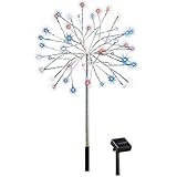 Solar Patriotic Silver Starburst Garden Decor Yard Lawn Stake, Silver