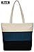 ArcEnCiel Canvas Shoulder Handbag for Women Tote Bag Purse with Zipper Hobo Bags (Blue&Black)