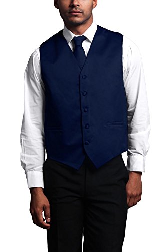 G-Style USA Men s 3-Piece Formal Vest Set for Tuxedo and Suit - VESTSET - Navy - 3X-Large