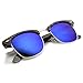 Premium Half Frame Horn Rimmed Sunglasses with Metal Rivets (Flash Mirror Series | Tortoise/Ice)