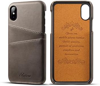 Prosper High Quality PU Leather Back Cover case with Card Slots for Apple iPhone X (Grey)