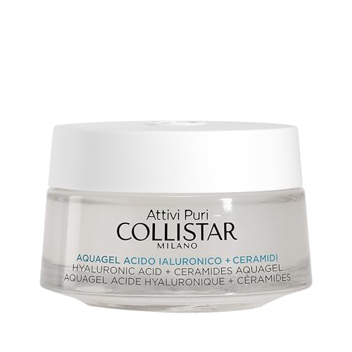 Collistar Attivi Puri Hyaluronsaeure + Ceramide Aquagel, Feuchtigkeitsspendendes Lifting-Gel fuer Gesicht, mit 4 Molekulargewichten, Strafft & Mindert Falten, 50 ml