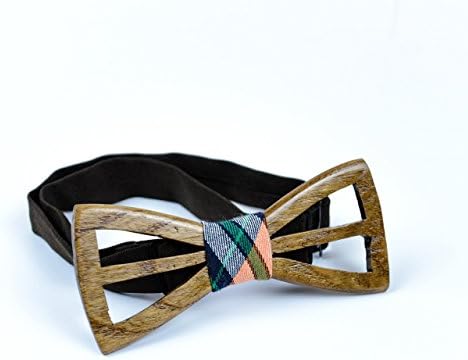 Wooden Bow Tie OKTIE Original Splice Handmade For Men Brown Wood Gift Box