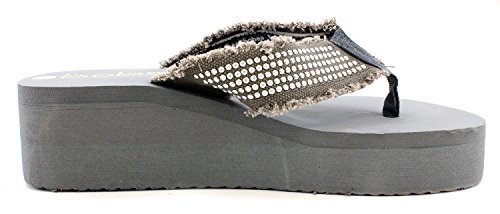 Bobee Women's 2" Platform Beach Thong Sandal Thick Strap Flip Flop Grey 9