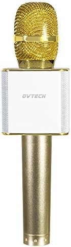 OVTECH Wireless Bluetooth KTV Handheld Karaoke Microphone Portable Speaker Player for Music Playing Mini Home KTV Karaoke Mic Compere (Gold)
