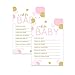 Pink and Gold Wishes Cards (20 Pack) Baby Shower Games for Girls - Guest Book Alternative Cute Words of Wisdom - Keepsake Activity for Wishing Well & Birthdays - 4x6