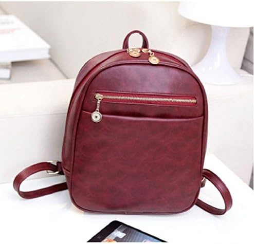 SP-CHARMING Preppy style leather backpacks women famous designer luxury shoulder bags (Red)