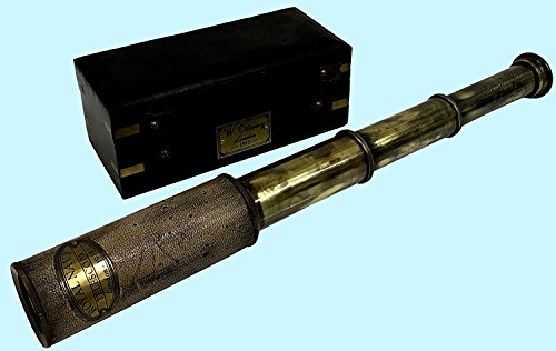Antiques World Marine Collectible Home Décor Royal Navy London 1915 Nautical Spyglass Antique Leather Mounted Solid Brass 12 Inch Pirate Scope Box Telescope AWUSATC 061