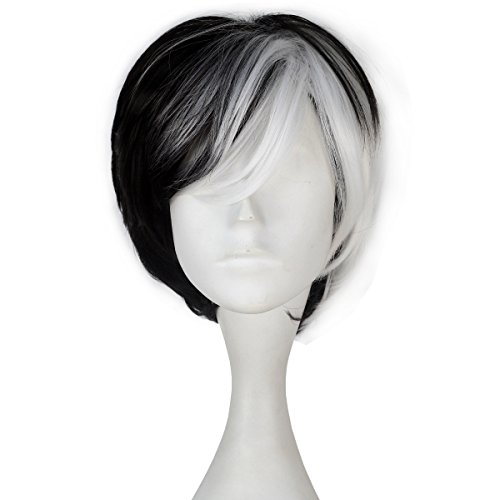 Miss U Hair Girl Women Synthetic Short Fluffy Black White Hair Cosplay Costume Wig