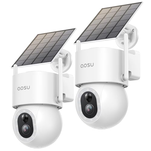 aosu 3K 5MP Überwachungskamera Aussen Solar Akku, 360° PTZ, 2-in-1 Überwachung und Beleuchtung, AI-Erkennung Person Auto, Haustier, Zaun, Licht- & Tonalarm, 2-Wege-Audio, Farb-Nachtsicht, 2 STK thumbnail 1