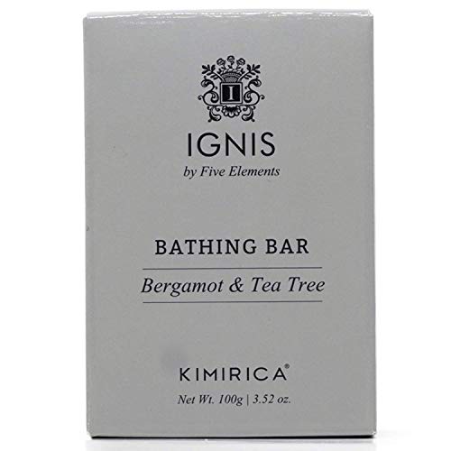 Kimirica Ignis Bergamot and Tea Tree Bathing Soap Bar, Handmade, 100% Vegan & Paraben Free, 100g