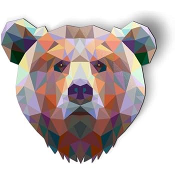 AK Wall Art Bear Modern Triangles - Magnet - Car Fridge Locker - Select Size
