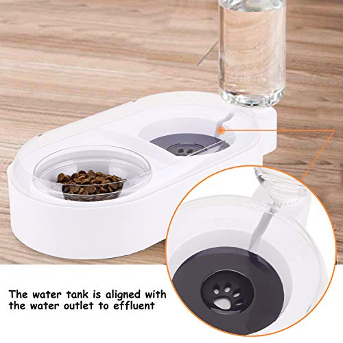 Pets Water and Food Bowl Set for Cat & Dog,Small Double Bowl Feeder with Automatic Water Dispenser,Self Cat Feeder Bowl Glass
