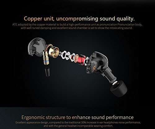 KZ ATE Hi-Fi IEM Sports Headphones with Copper Driver Ear Hook and Foam Eartips Specially for Music Fans Mic Edition - Image 5