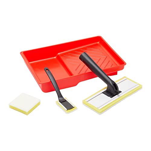 Fit For The Job 5-teil. 175mm-Klick-Farbpad-Set, Stoff m. hoher Kapazität f. schnelles/präzises Auftr. v. Disp.farben auf Innenwänden/-decken – 175mm-/3-Zoll-Farbpads, Schiebestab, 175mm-Schale