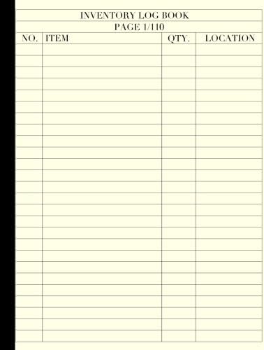 Inventory Log Book: Large ( 8.5" x 11" ) | 110 Pre-Numbered Pages | creme paper | perfect bound