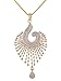 Swasti Peacock Shaped Zircon CZ Fashion Jewelry Set Pendant Earrings with Chain 3.5 INCHES