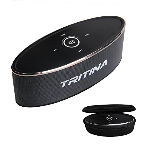 Click Here to See More Images TRITINA Wireless Speaker Stereo HD Sound, Touch Control with Fashion Light, Bluetooth Speaker Built-in Mic Handsfree Phone Calling, TF Card Slot & AUX Cable - Black