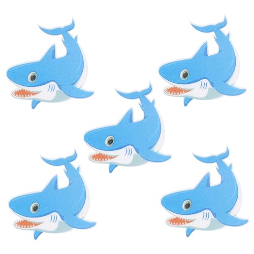 Unomor 5Pcs Non-Slip Frosted Bathroom Stickers Adhesive Marine Organism Shark Decals for Bathtubs Anti-Slip Shower Safety Stickers Suitable for Boys and Girls and Elderly
