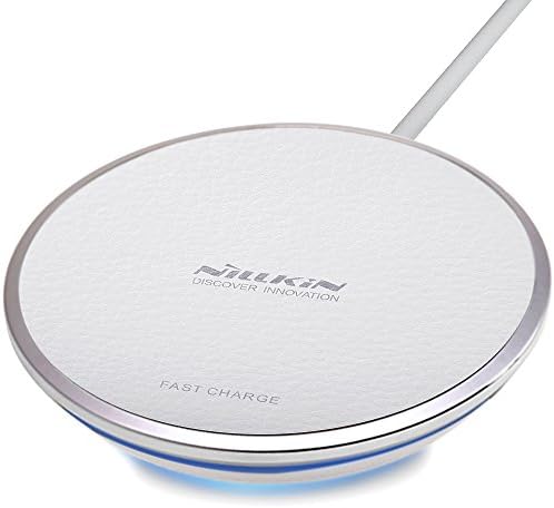 Qi Fast Wireless Charger Charging Pad Stand for Apple iPhone X, iPhone 8/8 Plus, Samsung Galaxy Note 8/S8/S8+/S7/S7 Edge/Note 5/S6 Edge+, Nexus 7 and All Qi-Enabled Devices [Classic Leather] – White